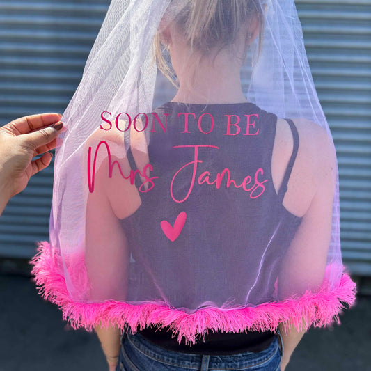 Personalised Pink Bride Veil & Sash Set