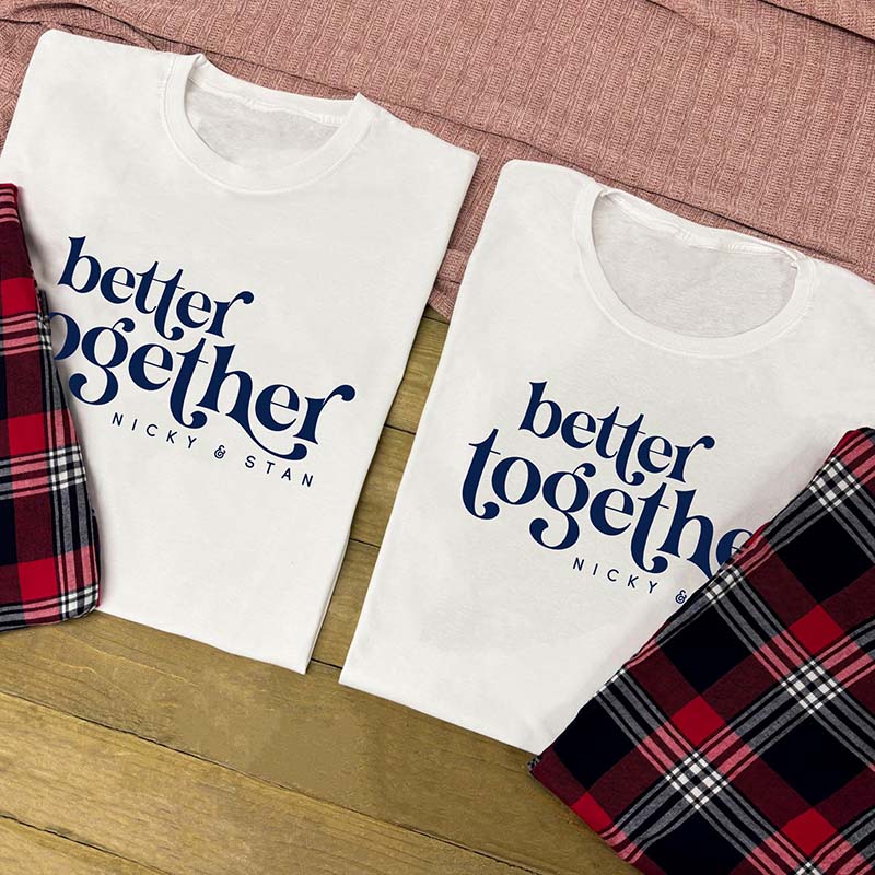 Personalised Couples Pyjamas Better Together With Names – All
