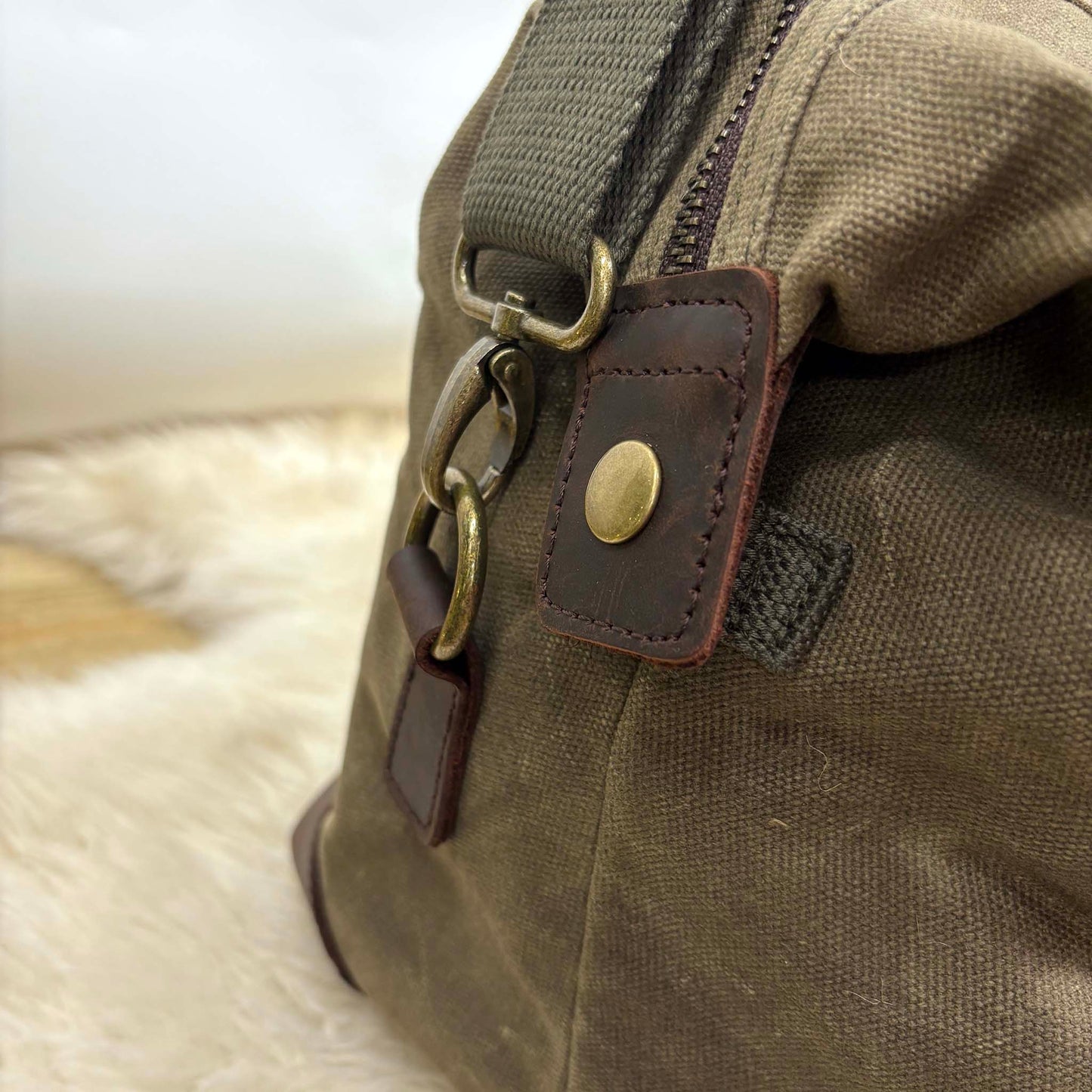 Personalised Men's Waxed Travel Bag Set - Olive Green