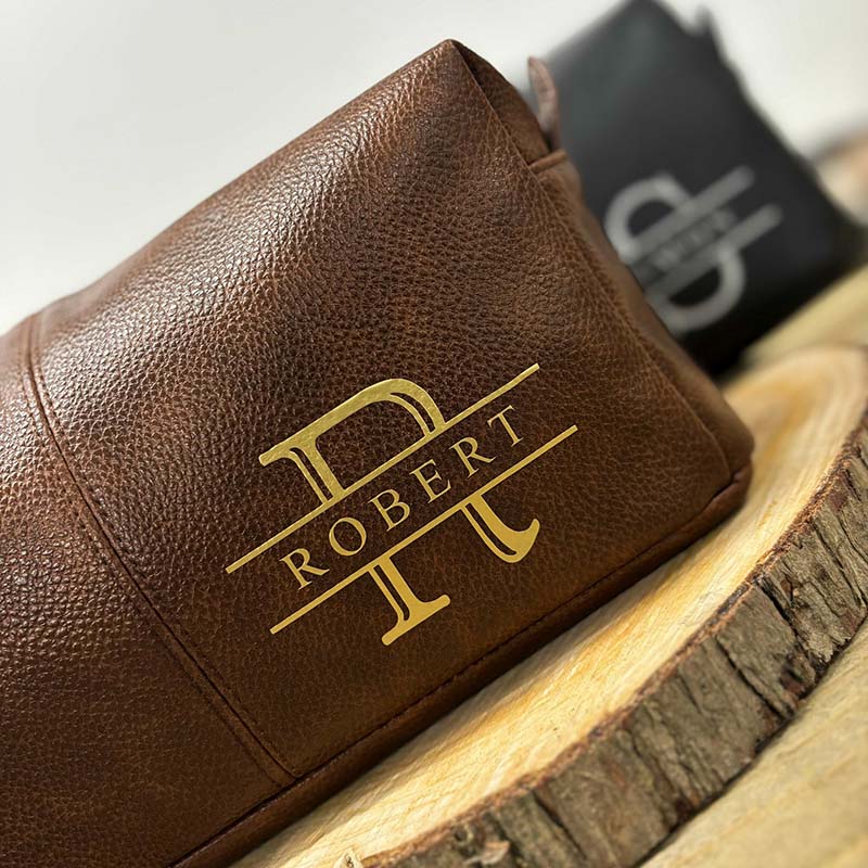 Personalised Men's Toiletry Bag - Faux Leather