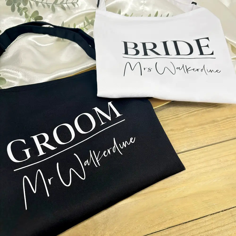 Personalised Couples Apron Set - Bride and Groom