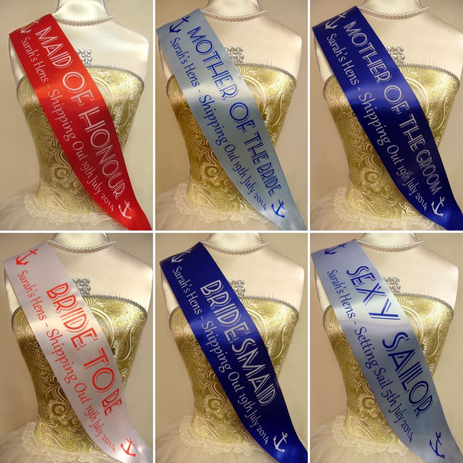 Personalised Sailor Hen Party Sashes