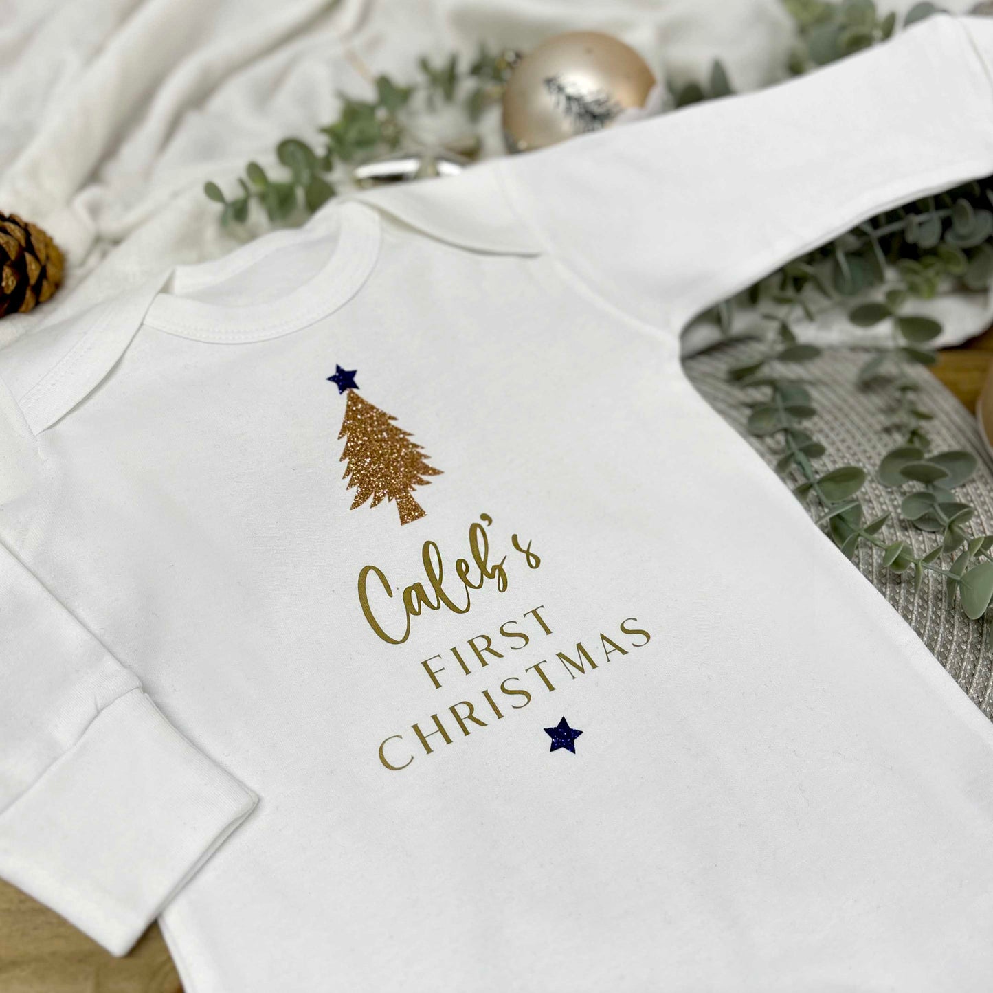 Personalised Baby Sleepsuit - First Christmas