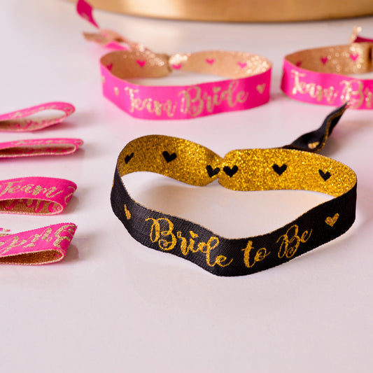 Pink Team Bride Wristbands