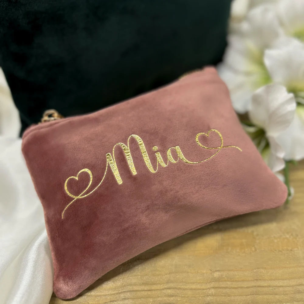 Personalised Velvet Accessory Bag