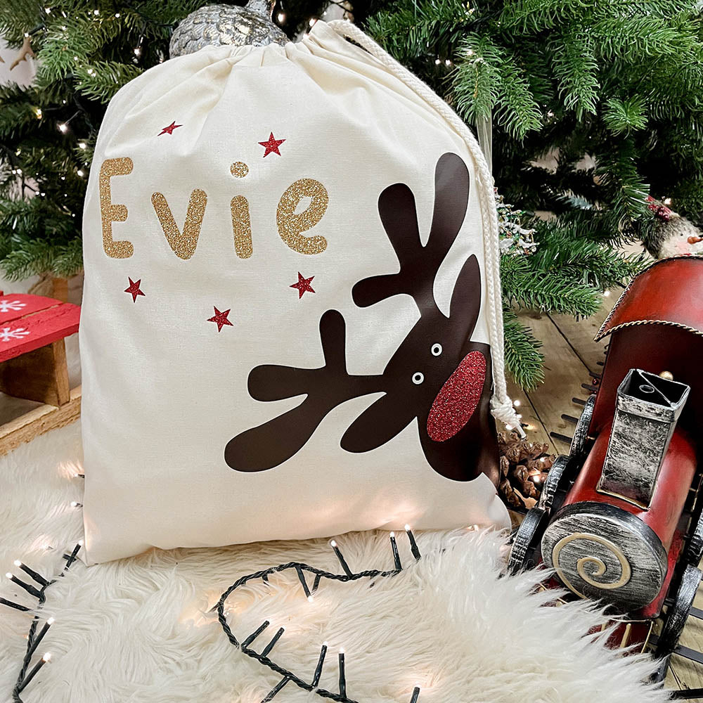 Peeking Rudolph Christmas Gift Sack