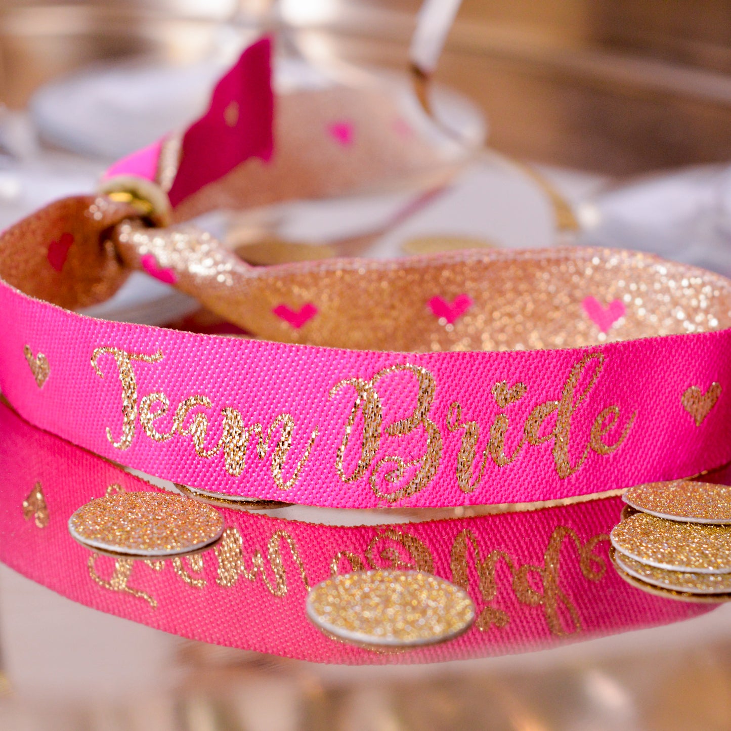 Pink Team Bride Wristbands