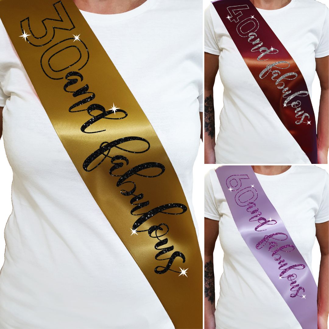 Personalised Glitter Sash - Age and Fabulous