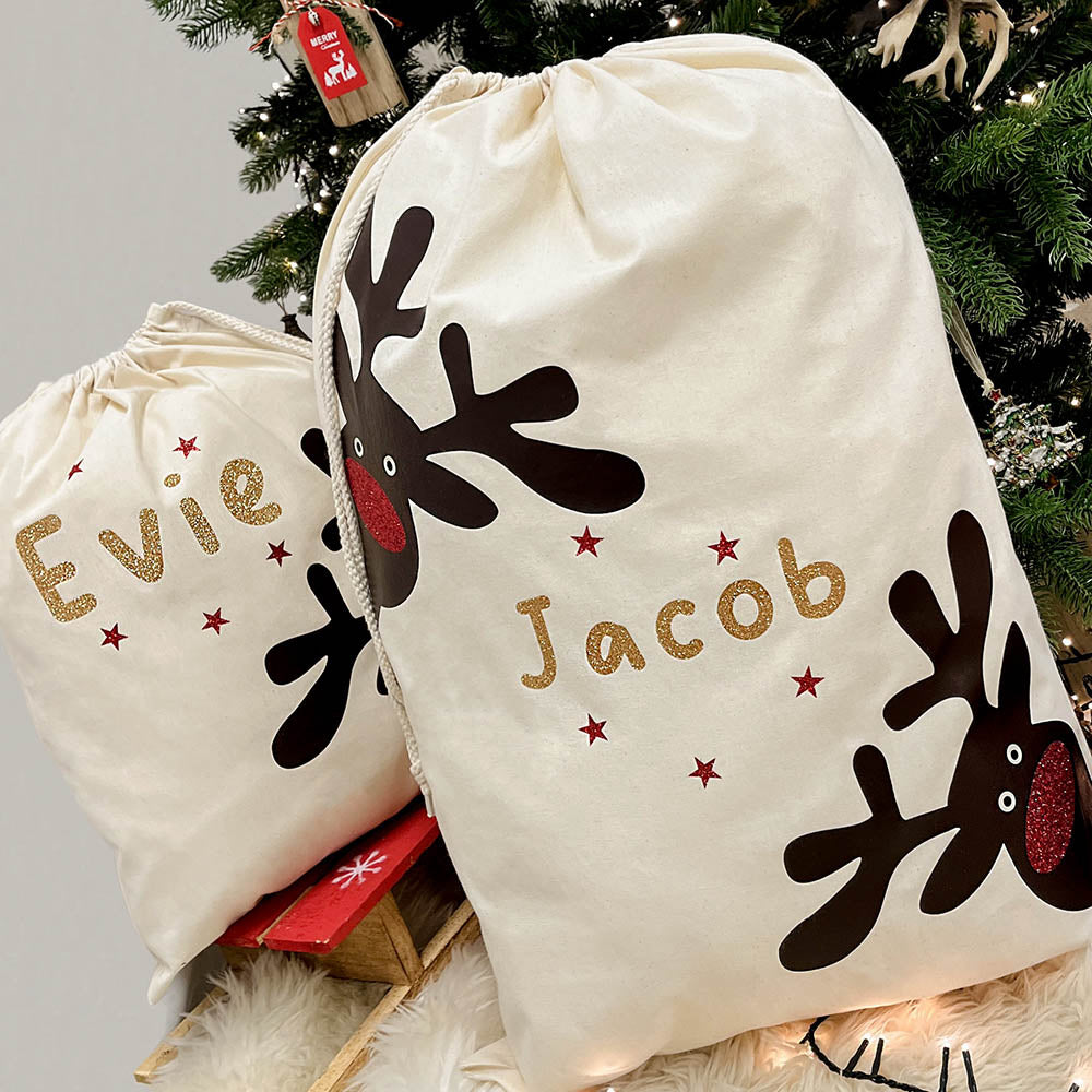 Peeking Rudolph Christmas Gift Sack