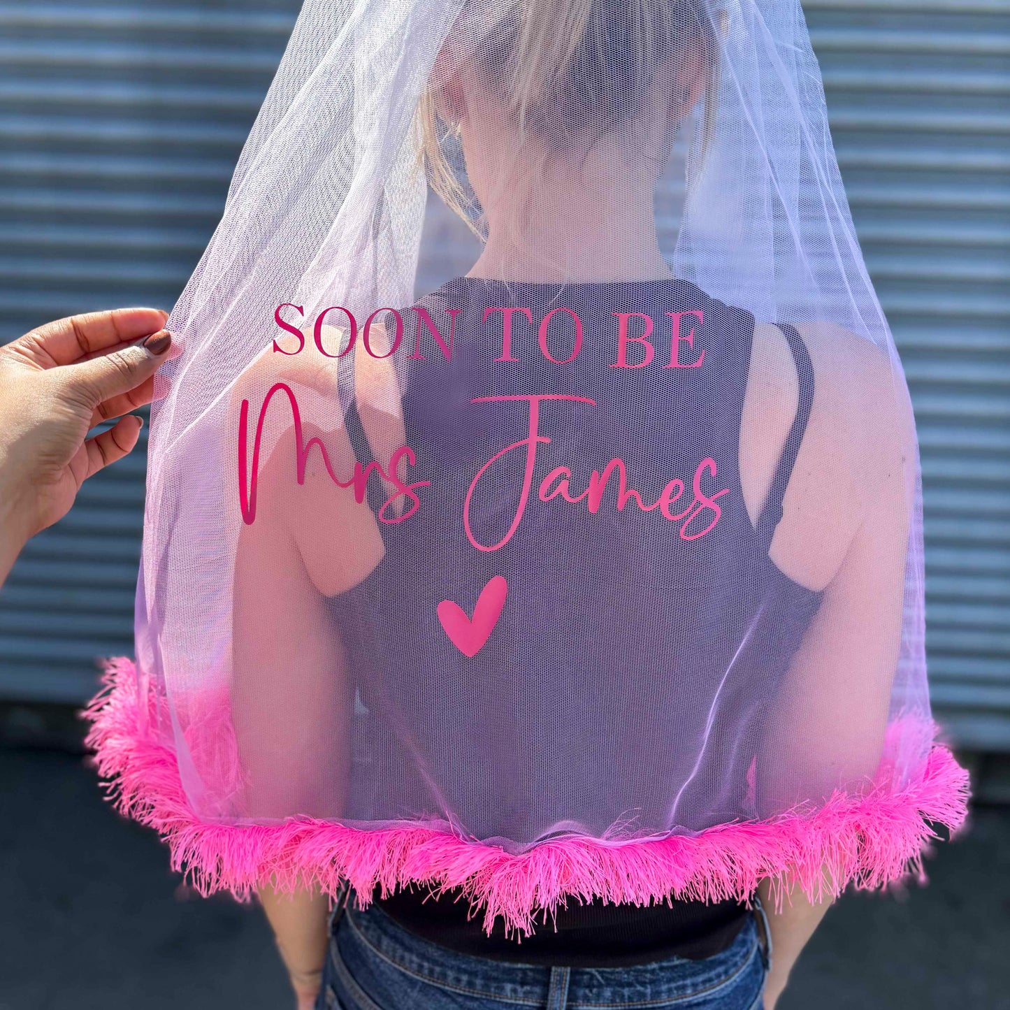 Personalised Pink Bride Veil & Sash Set