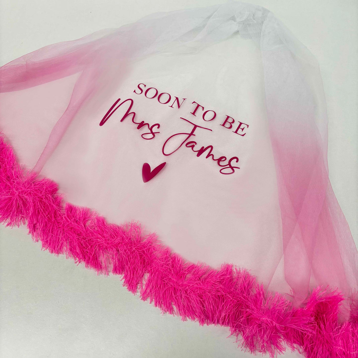 Personalised Pink Bride Veil & Sash Set