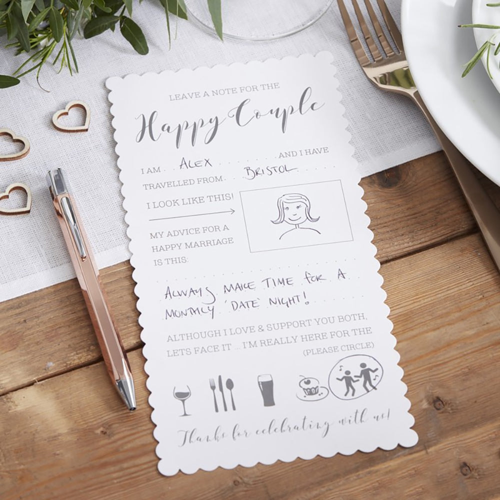 White Wedding Advice Cards