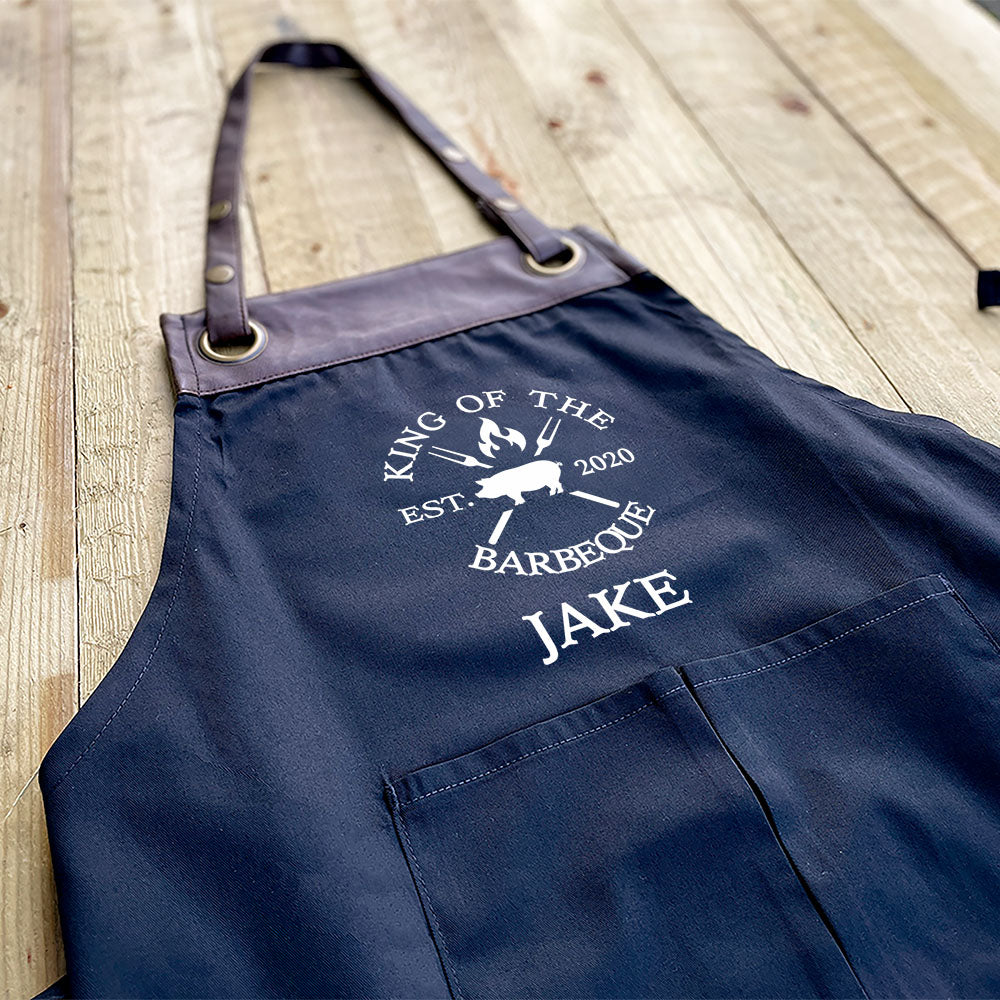 Personalised Faux Leather Apron - Pig Barbecue