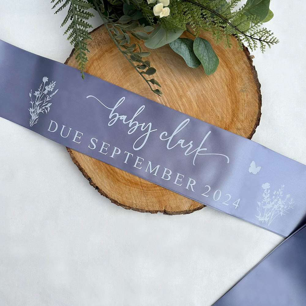 Personalised Baby Shower Sashes – Wildflower Baby Shower