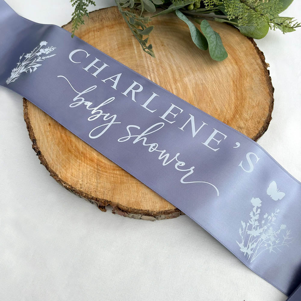 Personalised Baby Shower Sashes – Wildflower Baby Shower