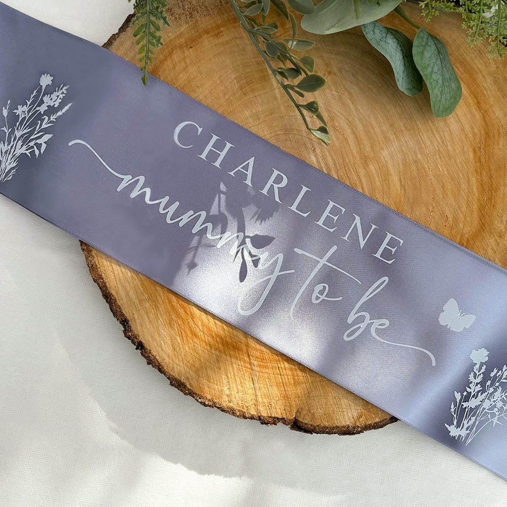 Personalised Baby Shower Sashes – Wildflower Baby Shower