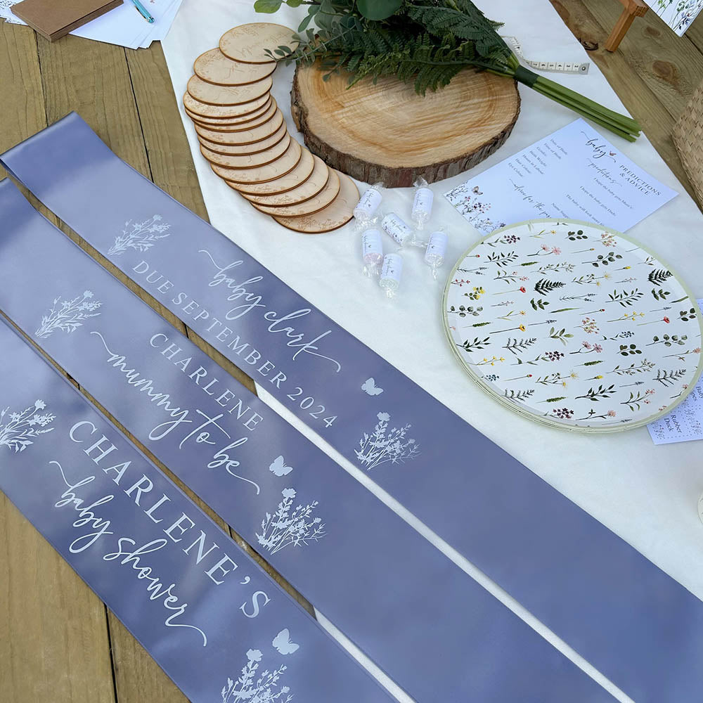 Personalised Baby Shower Sashes – Wildflower Baby Shower