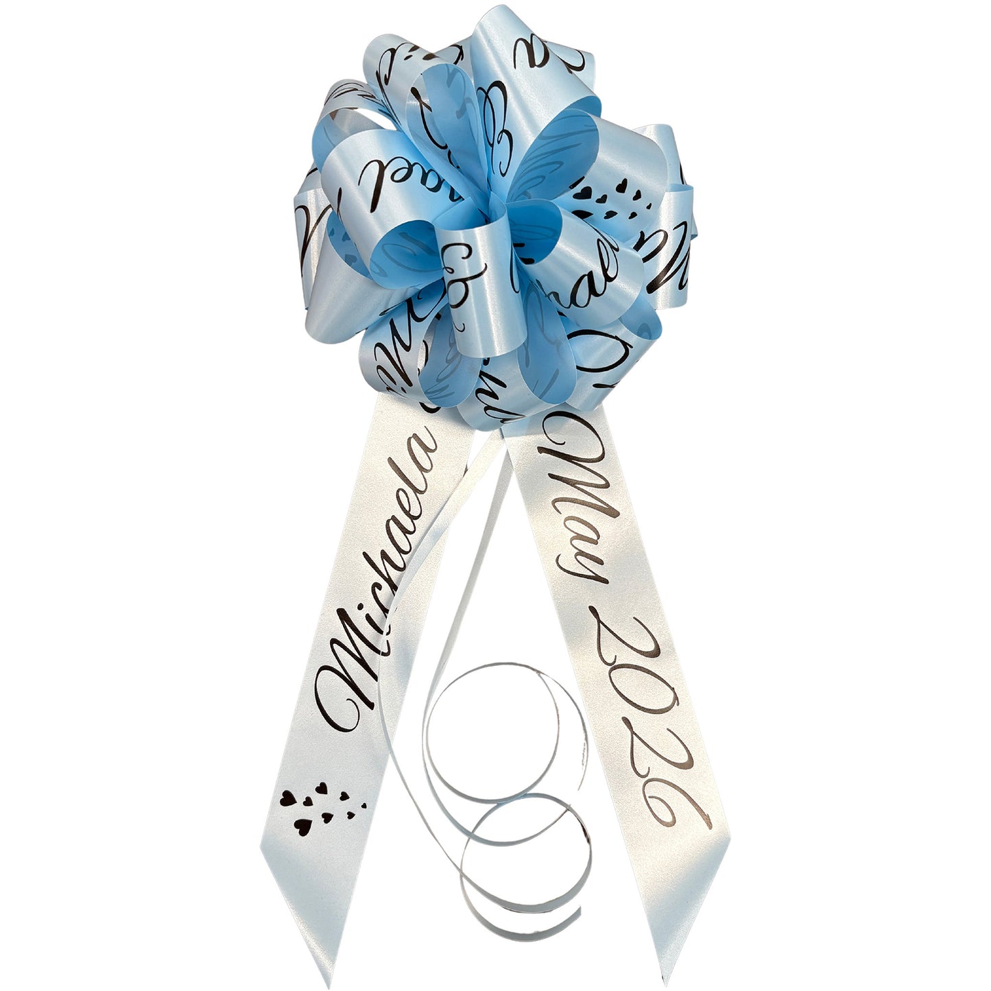 Baby Blue Personalised Handmade Wedding Car Bonnet Bow