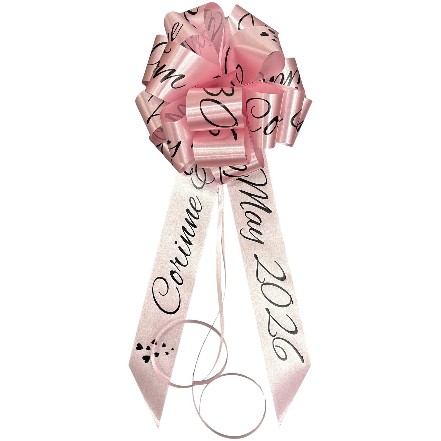 Baby Pink Personalised Handmade Wedding Car Bonnet Bow