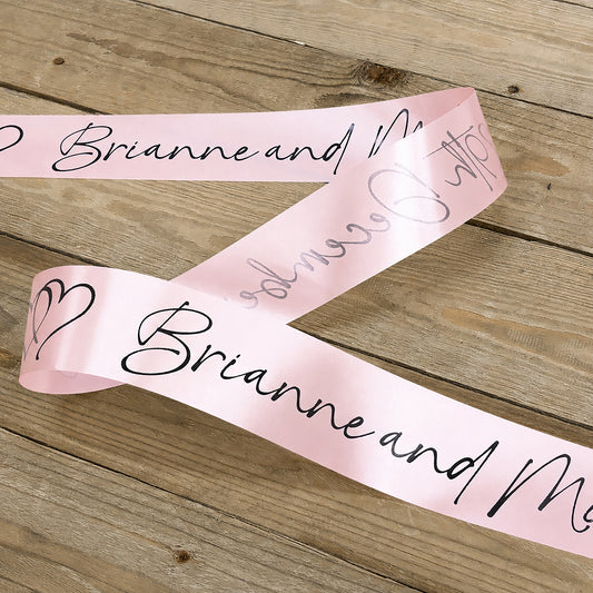 Baby Pink Personalised Wedding Car Ribbon 10m
