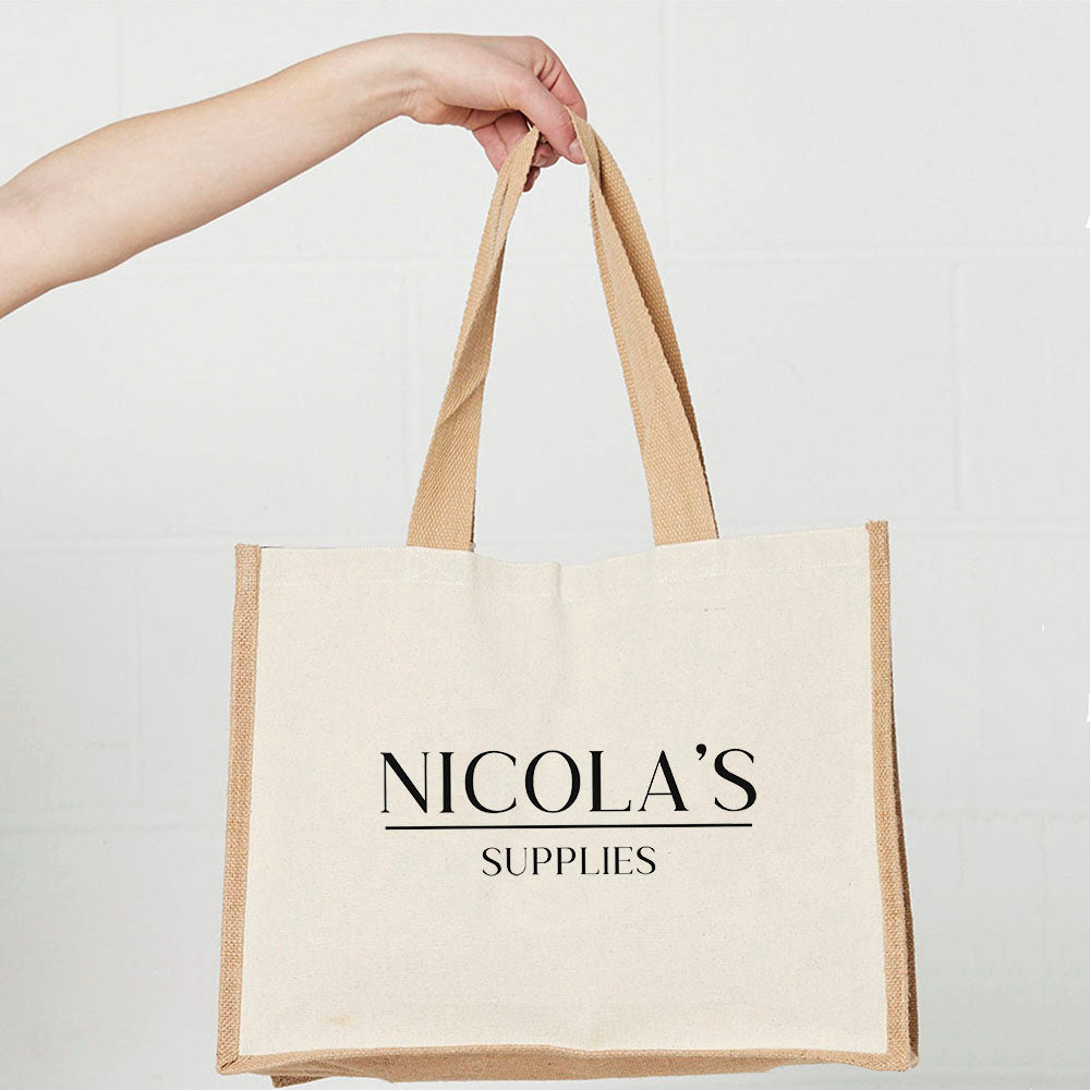 Personalised Jute Shopping Bag - 2 Line