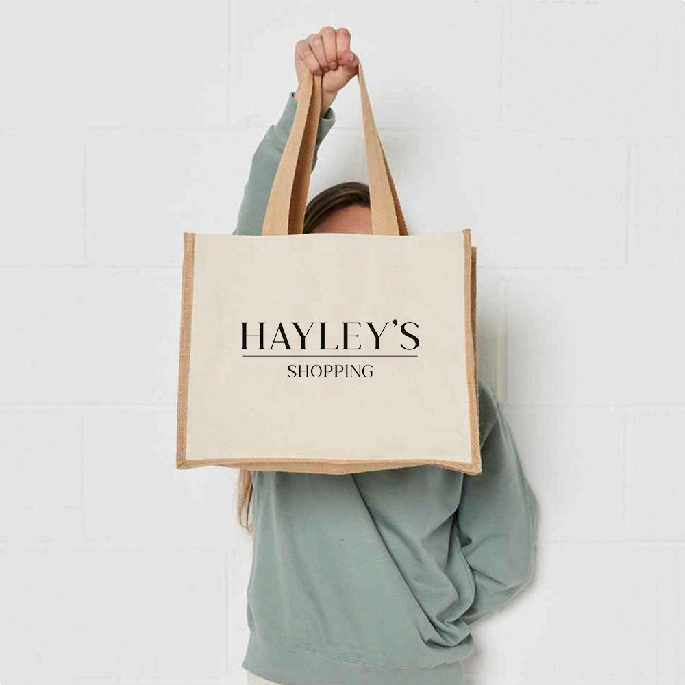 Personalised Jute Shopping Bag - 2 Line