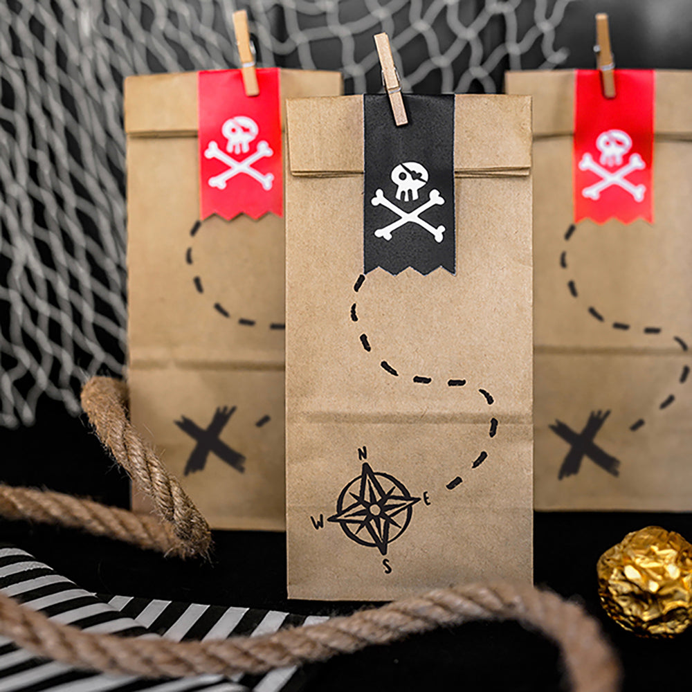 Pirate Party Bags and Stickers x 6