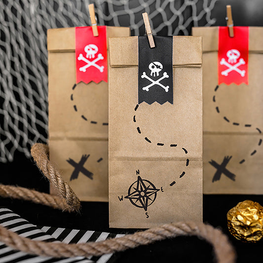 Pirate Party Bags and Stickers x 6