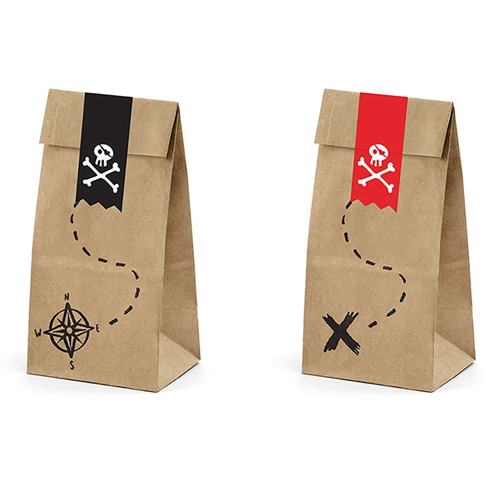 Pirate Party Bags and Stickers x 6