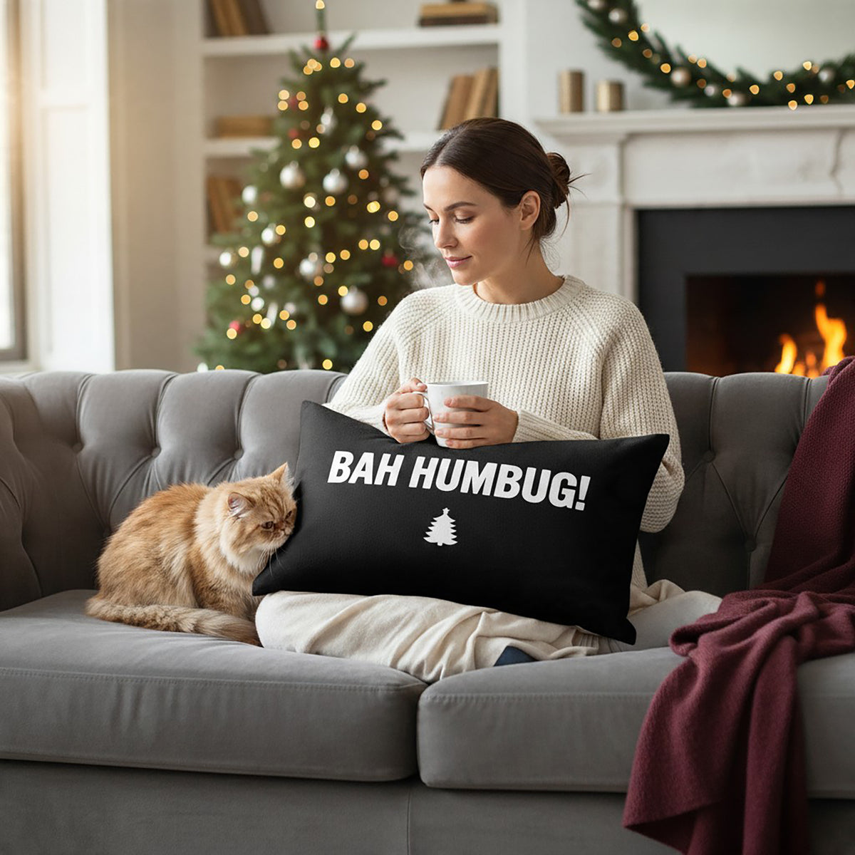 Bah Humbug Christmas Cushion