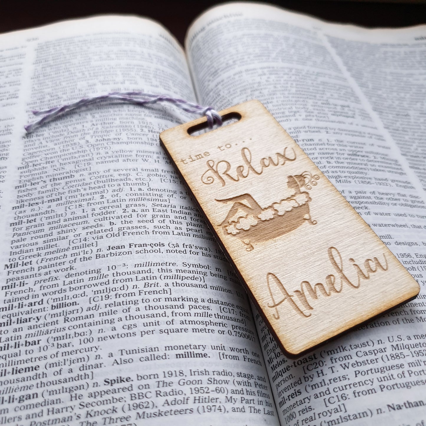 Personalised Wooden Bookmark - Relax