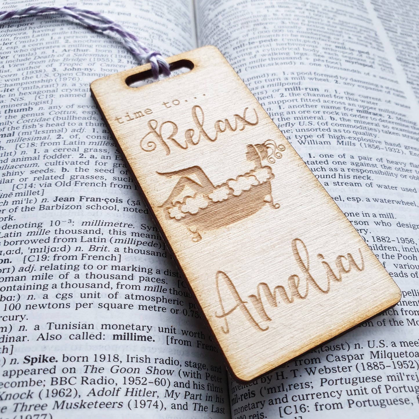 Personalised Wooden Bookmark - Relax