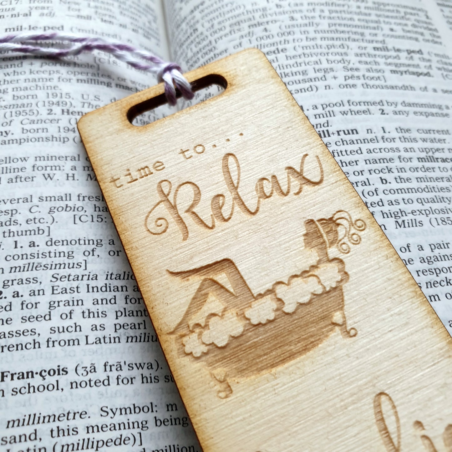 Personalised Wooden Bookmark - Relax