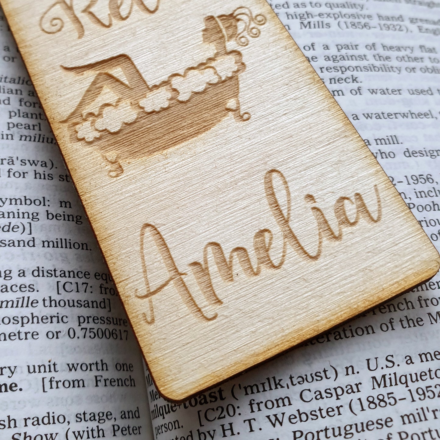 Personalised Wooden Bookmark - Relax