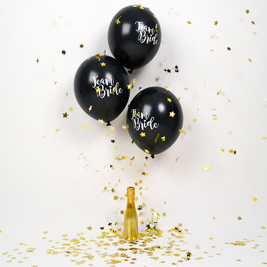 Black and Gold Team Bride Balloons