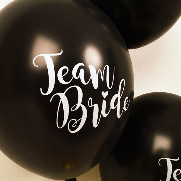 Black and Gold Team Bride Balloons