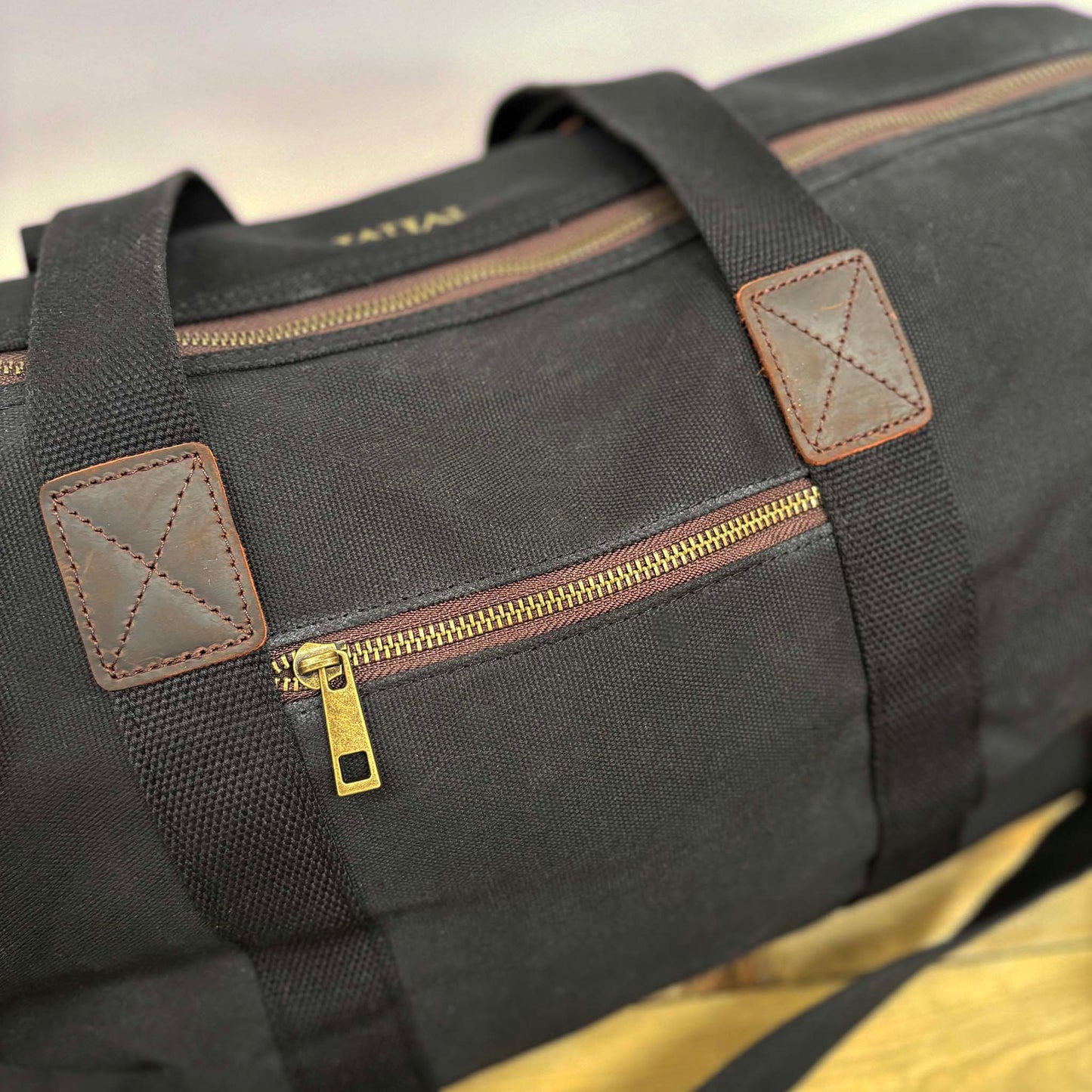 Personalised Men's Waxed Travel Bag Set - Black