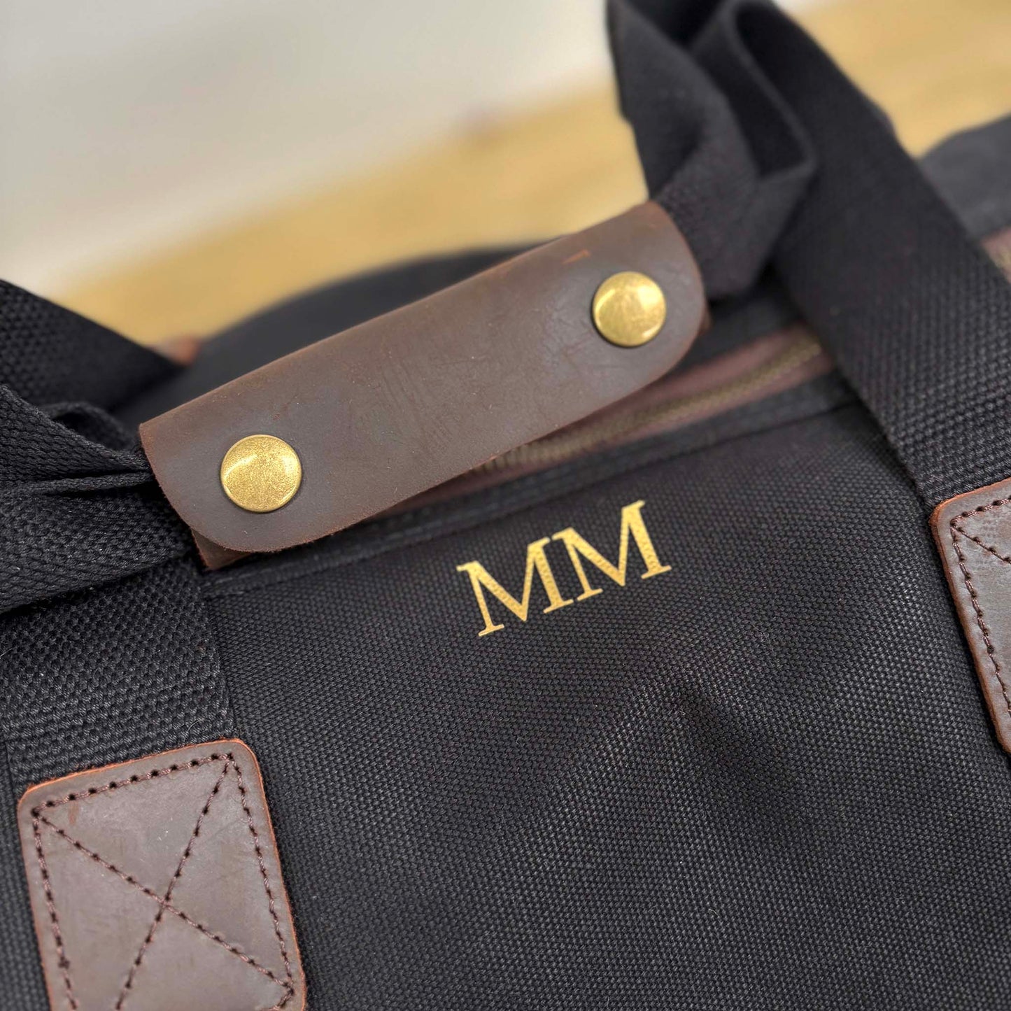 Personalised Men's Waxed Travel Bag Set - Black