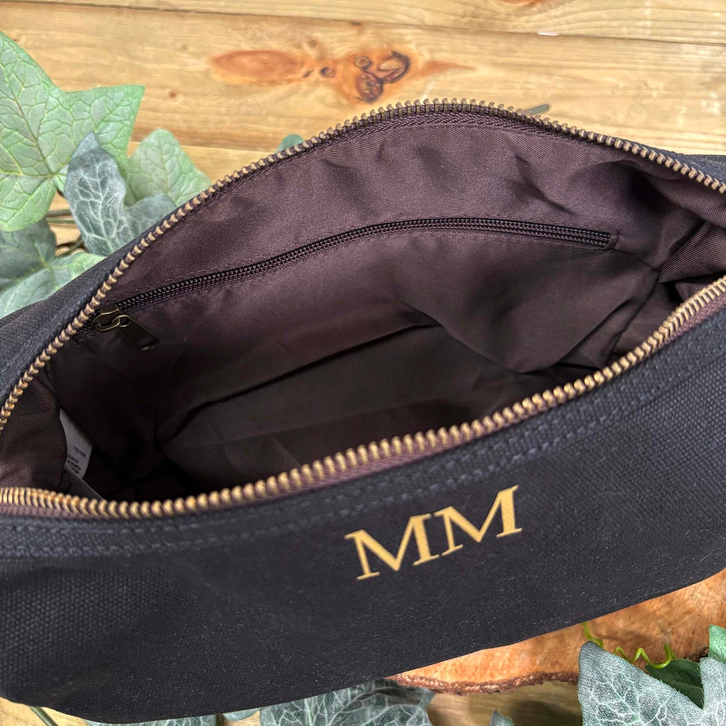 Personalised Men's Waxed Travel Bag Set - Black