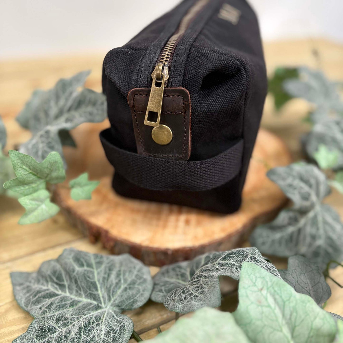 Personalised Men's Waxed Travel Bag Set - Black