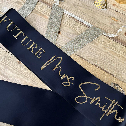 Personalised Glitter Sash - Future Mrs