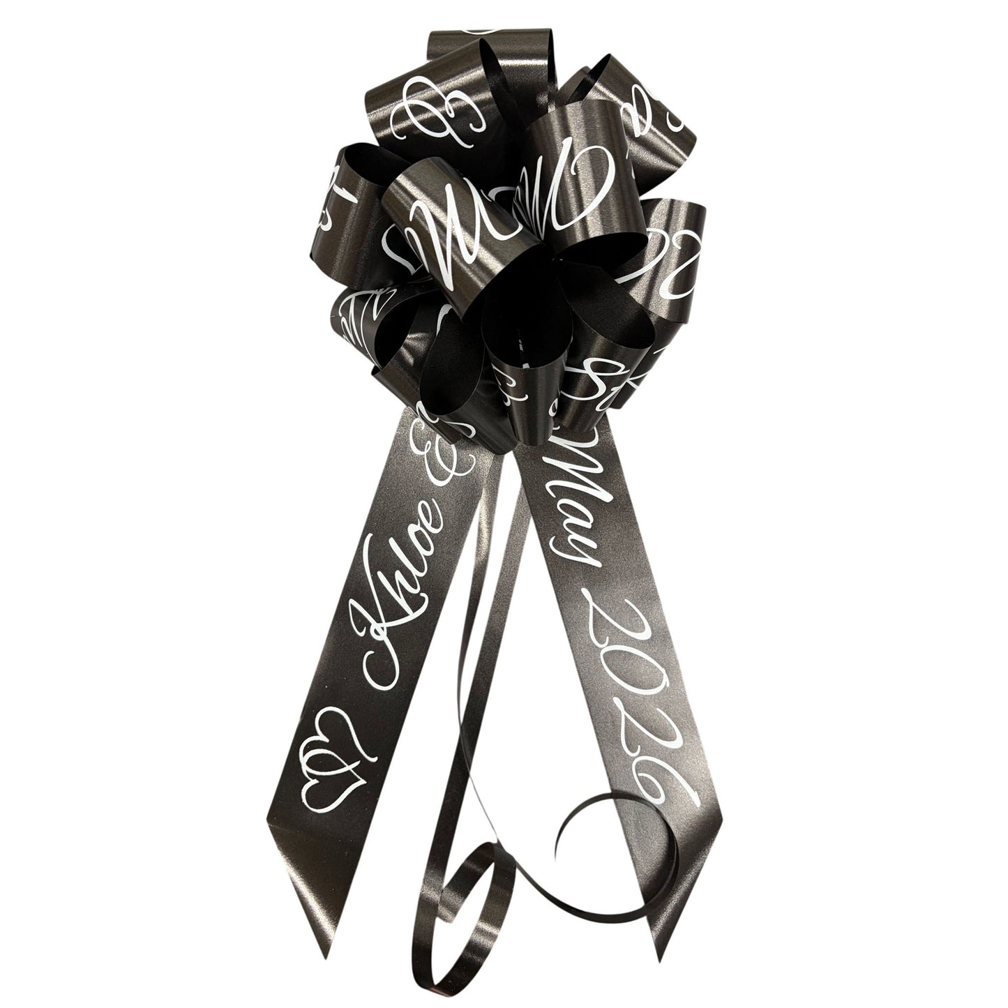 Black Personalised Handmade Wedding Car Bonnet Bow