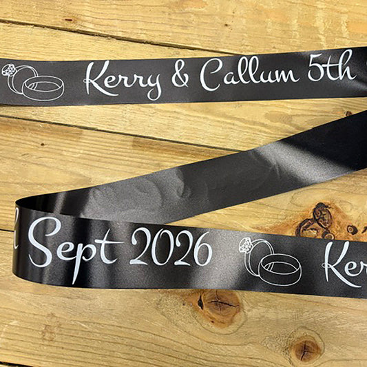 Black Personalised Wedding Car Ribbon 6m