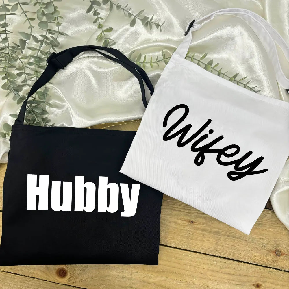 Personalised Couples Apron Set - Hubby and Wifey