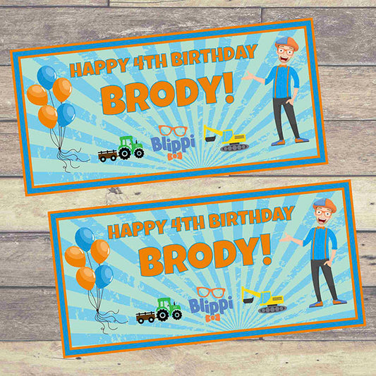 Blippi Personalised Birthday Banners x 2