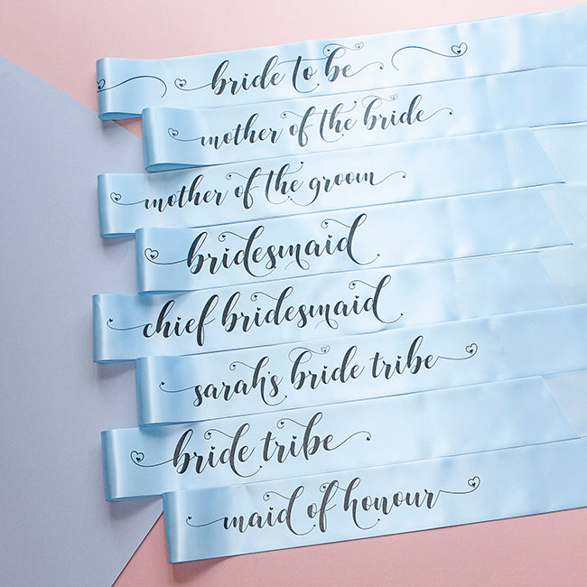 Pastel Bride Tribe Sashes - Blue