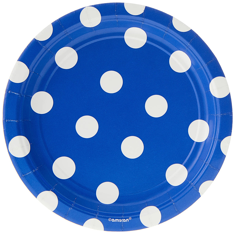 Blue Spotty Plates x 8