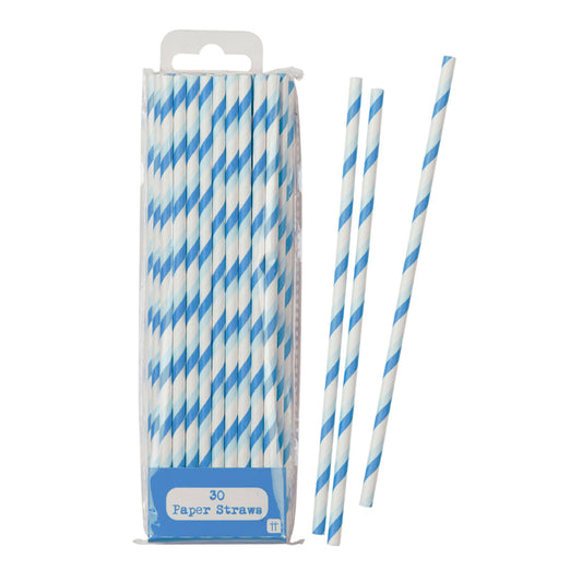 White and Blue Stripe Straws