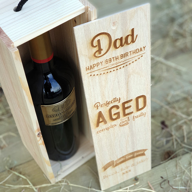 Personalised Wooden Bottle Box - Birthday