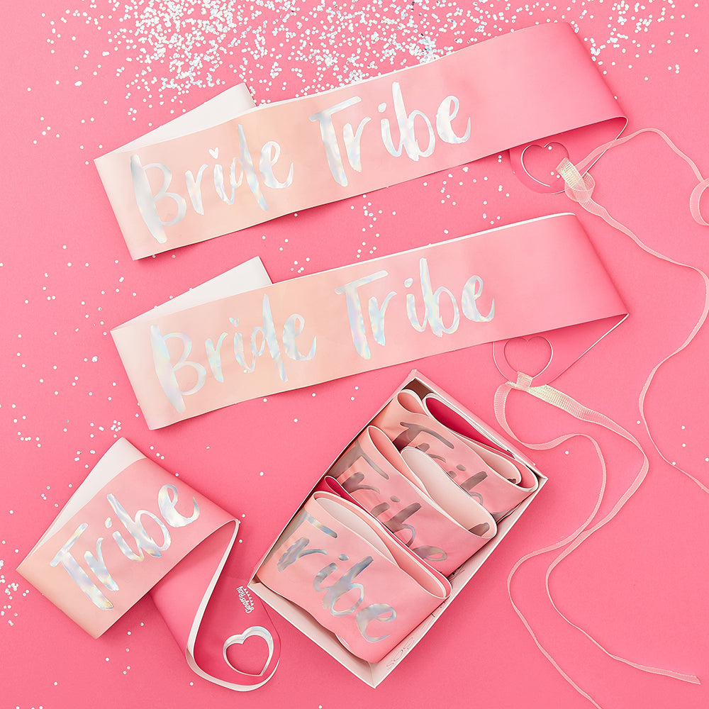 Pink Bride Tribe Hen Party Sashes x 6